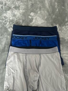 Jockey Men’s 3-Pack Boxer Briefs – Navy, Royal Blue, Light Gray